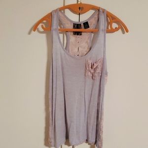 Lavender lace back tank top
